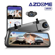 Azdome AR09, автомобильный зеркало-видеорегистратор с дополнительной камерой - фото