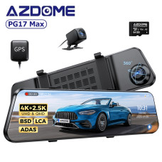 Azdome PG17 Max, автомобильный зеркало-видеорегистратор с дополнительной камерой - фото