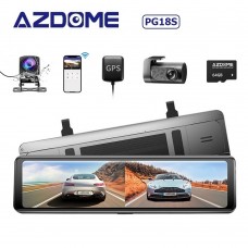Azdome PG18S, автомобильный зеркало-видеорегистратор с дополнительной камерой - фото